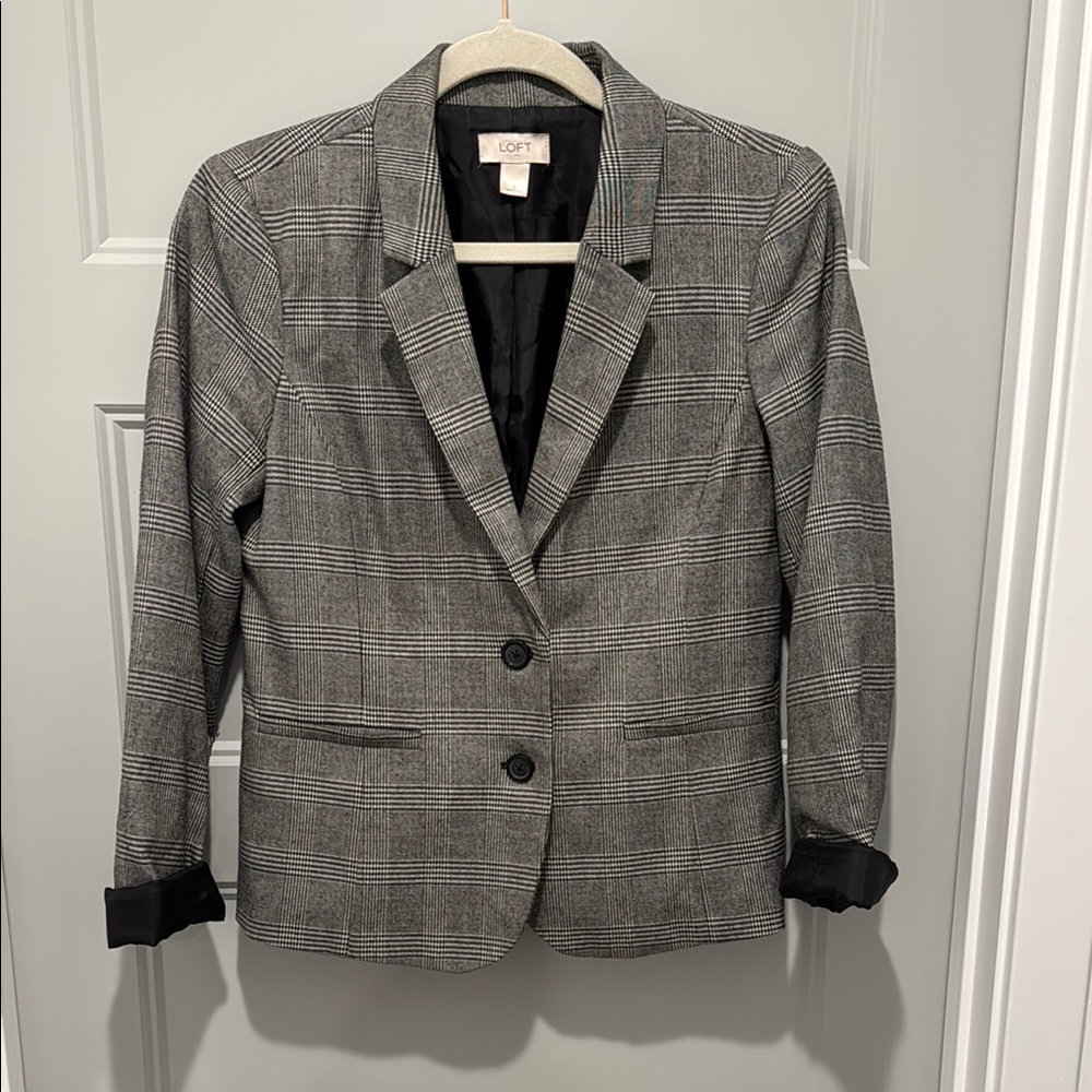 LOFT Gray Plaid Blazer